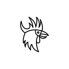 rooster head icon Flat fill set collection