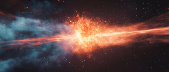Obraz premium Colorful explosion of energy creates a mesmerizing mystical effect in a dark environment