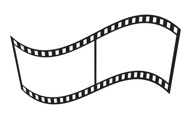 Curved film strip icon.Roll of retro film strip on isolated white  background. Cinema icon set, Photographic film in retro style.