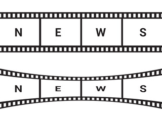 Fototapeta premium Curved film strip icon.Roll of retro film strip on isolated white background. Cinema icon set, Photographic film in retro style.