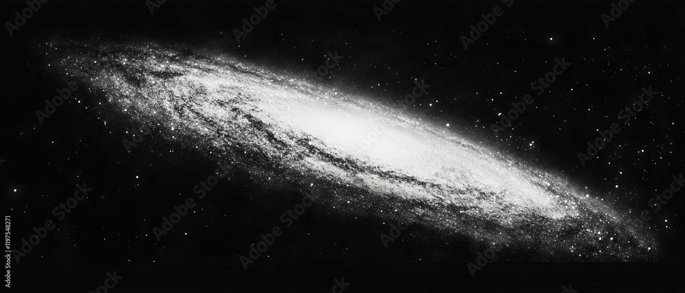 Poster magic galaxy swirling in black background with mystical stars creating an infinite space