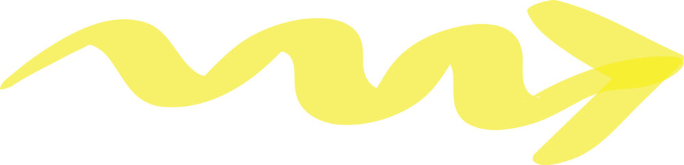 Wavy yellow arrow pointing to the right symbolizing progress, forward movement, and direction, ideal for presentations, websites, and graphic design projects