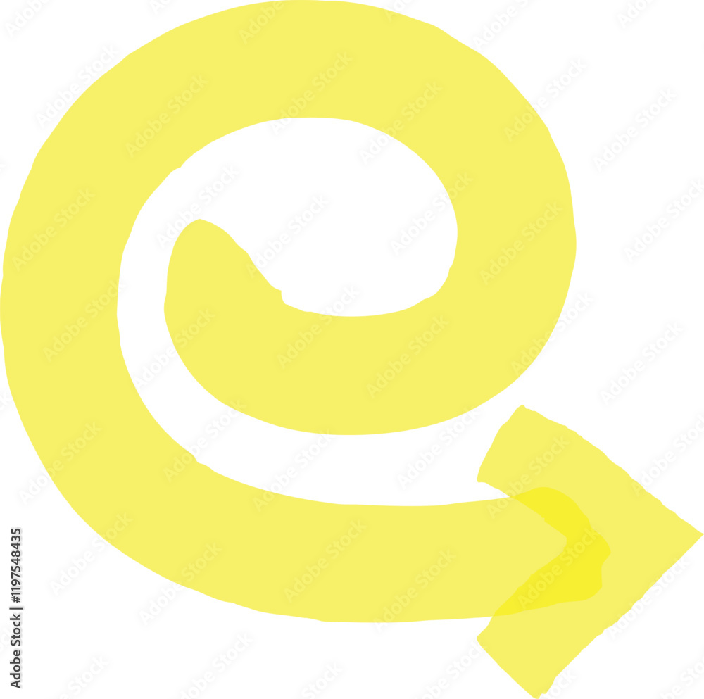 Poster yellow circular arrow rotating clockwise, representing a continuous process of progress and symboliz