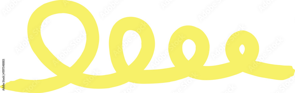 Poster yellow ribbon forming a continuous looping line, creating a playful and decorative element over a cl