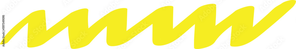 Poster wide bright yellow highlighter zig zag stroke is emphasizing important text on white paper, creating