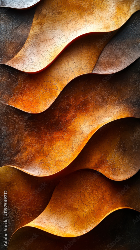 Poster textured layers of warm orange and brown create an abstract design in contemporary art