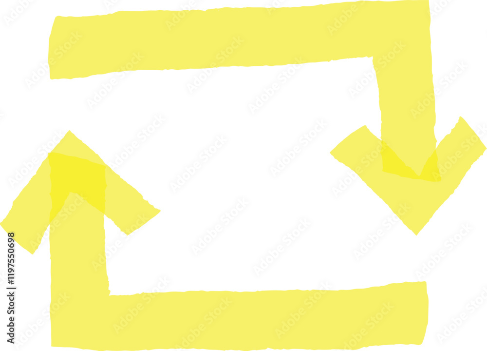 Poster two yellow arrows are forming a continuous rectangular cycle, symbolizing a repetitive process or a 