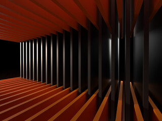 無数の板で構無数の板で構成されたトンネルの3Dイラスト