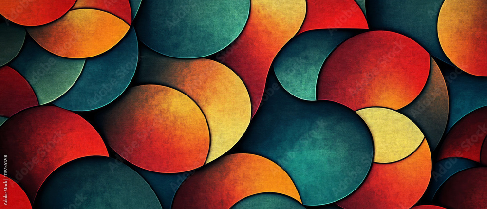 Poster vibrant abstract geometric pattern with bold shapes and deep colors