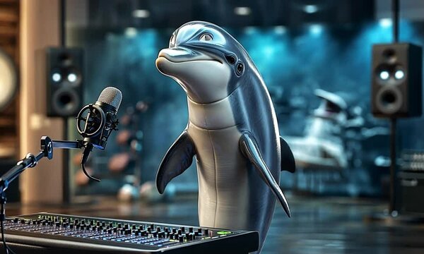 Dolphin Performing a Vocal Recording Session in a Modern Studio
