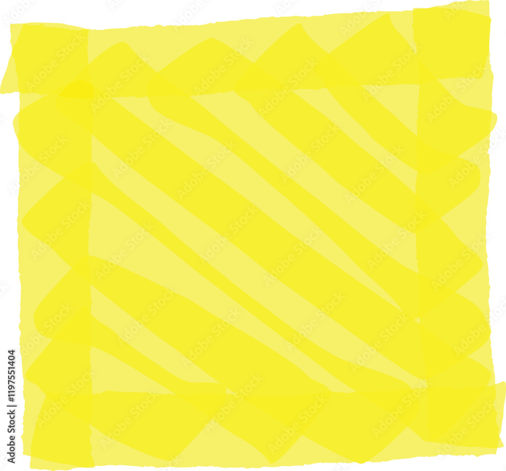 Poster vibrant yellow backdrop featuring diagonal stripes and a decorative serrated edge creating a square 