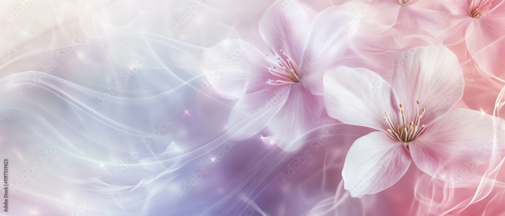 Poster delicate floral pattern in soft pastel colors creating an elegant backdrop