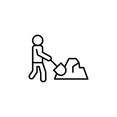 Worker digging icon Flat fill set collection