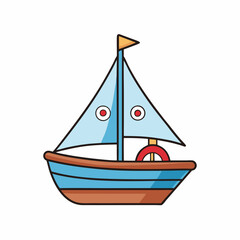 wooden sailboat vector