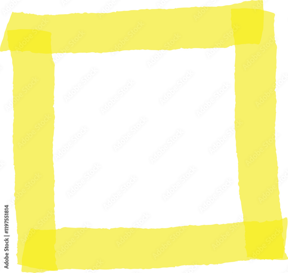 Poster yellow sticky tape forming a square frame is creating a simple yet vibrant border on a clean white b