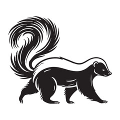 Minimalistic skunk silhouette for unique media applications - Skunk illustration - minimallest skunk vector
