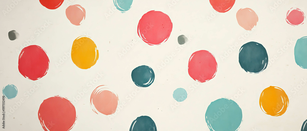 Poster playful background design with cheerful polka dots in vibrant colors and patterns
