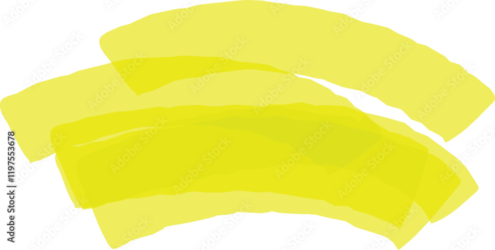 Poster three brushstrokes of neon yellow paint overlap, creating a vibrant and dynamic abstract design with