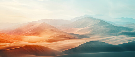 Contrasting textures of ocean waves and desert dunes in a fluid double exposure composition