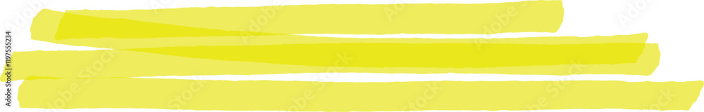 Poster three horizontal brushstrokes of yellow paint creating a vibrant and textured design element on a cl