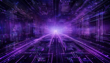 Purple Digital Tunnel of Light 