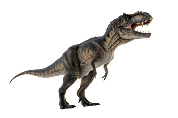 Fototapeta premium Tyrannosaurus Rex Digital Render: A detailed digital rendering of a Tyrannosaurus Rex, showcasing its powerful build, sharp teeth, and imposing presence.&nbsp;The dinosaur is depicted in a dynamic pose.