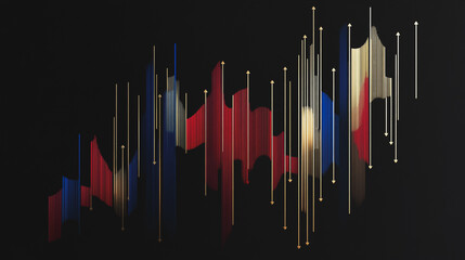 Abstract black background with Colorful charts and graphs with statistics to innovative analyze business potential and forecast future development of companies growth.