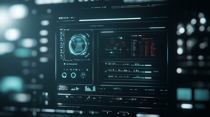 Fototapeta premium Digital Interface: A futuristic, sci-fi inspired interface with sleek, glowing blue and red accents. A minimalist, minimalist design with a focus on technology and innovation.
