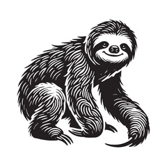 Majestic sloth silhouette for modern design applications - Sloth black vector
