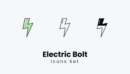 Electric Bolt Icons thin line and glyph vector icon stock illustration