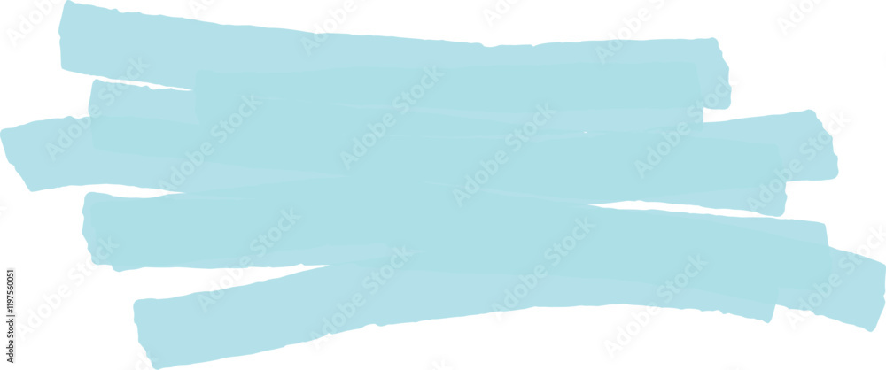 Poster layering four light blue marker strokes on a white background creates a dynamic visual element, addi