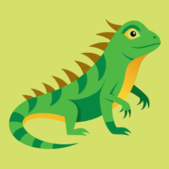 green iguana on a branch