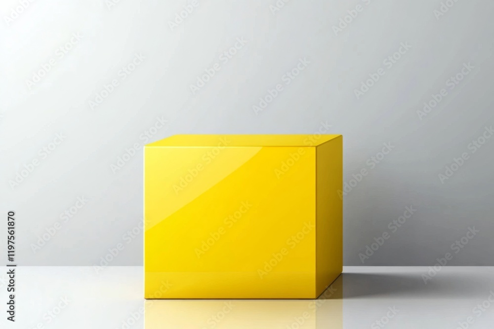 Aufkleber minimalist 3d yellow cube podium with wall background for clean presentation design