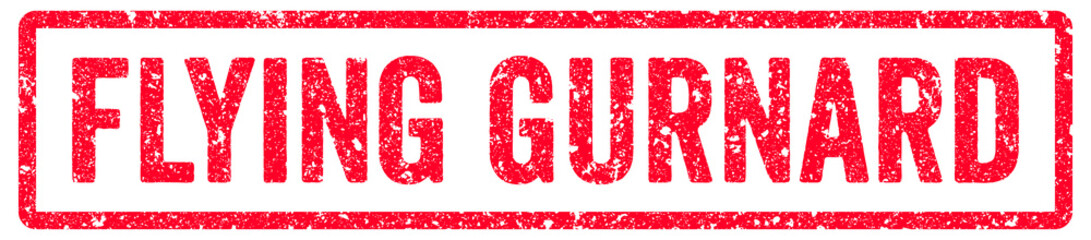 Fototapeta premium Flying Gurnard Stamp Transparent Seal, Red Grunge Flying Gurnard Word Rubber Stamp Seal