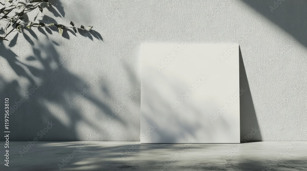 Aufkleber Blank canvas area with natural light creating shadows for creative text placement indoors. Generative AI