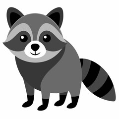 vector illustration of cartoon raccoon © UtsoMondal