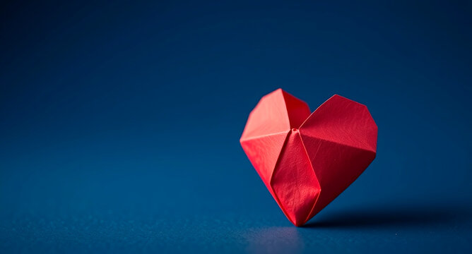Red origami heart celebration card