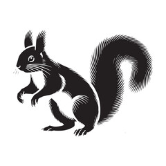 Simplified squirrel silhouette for innovative print projects - Squirrel illustration - minimallest squirrel black vector
