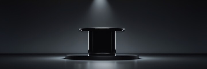 Black pedestal display stand, elegent product showcase resource, dark elegance