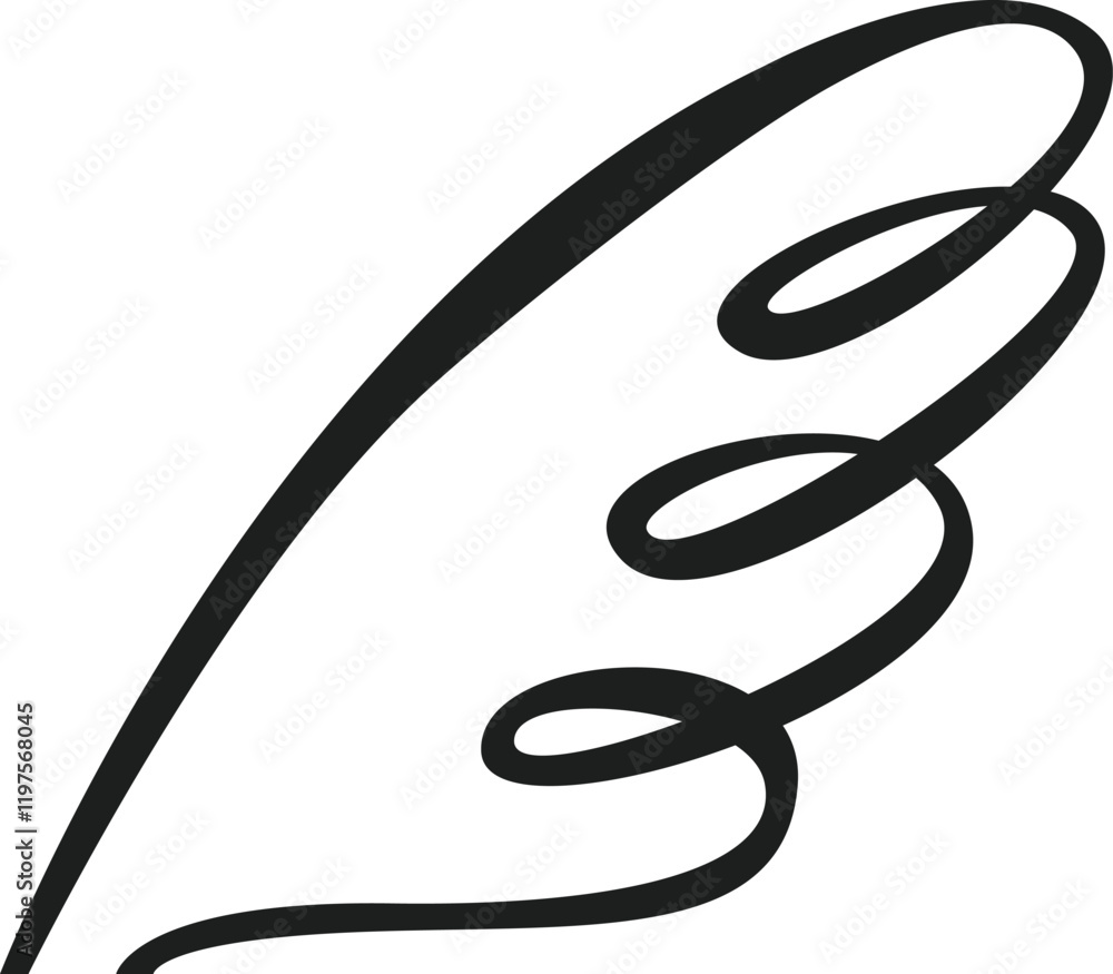 Poster minimalist feather created through continuous line drawing, forming an abstract shape that embodies 