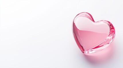 A delicate pink heart rests gently on a smooth white surface, radiating love and warmth, perfect for celebrating the spirit of Valentine's Day.