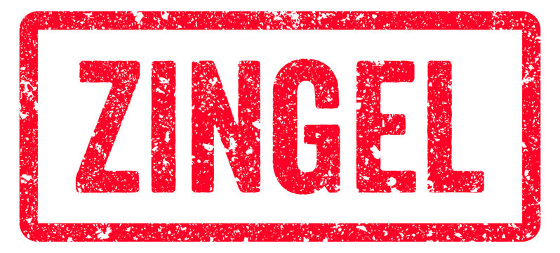 Zingel Stamp Transparent Seal, Red Grunge Zingel Word Rubber Stamp Seal