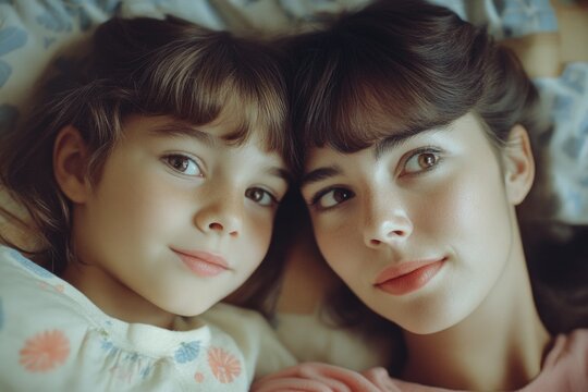 Two Young Girls Laying Together