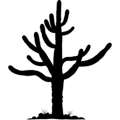 Fototapeta premium Silhouette of a giant cactus on a transparent background.