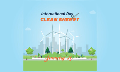 International day of clean energy is observed every year on January 26, Vector illustration