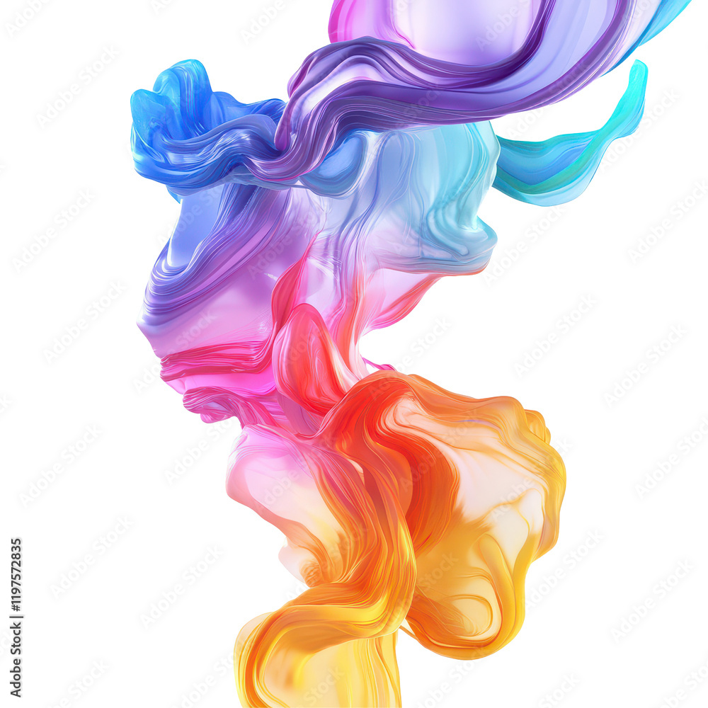 Fototapete multicolored flowing patterns create an artistic display of transparent background fluid dynamics, 3