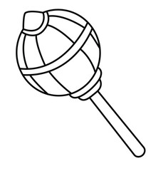 Cute cartoon hand drawn vector mace, Gada coloring page.