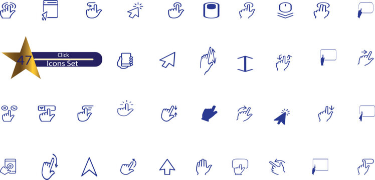 Click and collect online shopping editable stroke outline icons set isolated on white background flat vector illustration.