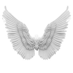 Obraz premium Majestic white angel wings isolated on transparent background perfect for design projects and artistic creations a symbol of freedom faith and spirituality
