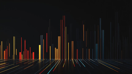 Abstract black background with Colorful charts and graphs with statistics to innovative analyze business potential and forecast future development of companies growth.